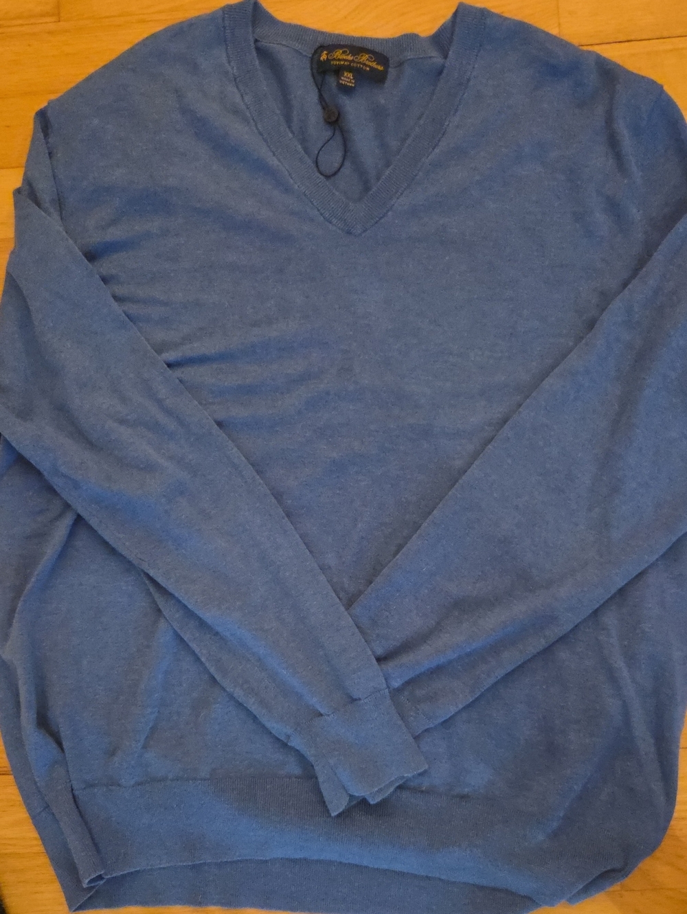 Brooks Brothers Men's XXL Supima Cotton V-Neck Pullover Sweater Blue NWT